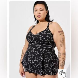 Black Star Print Women's Swim Dress